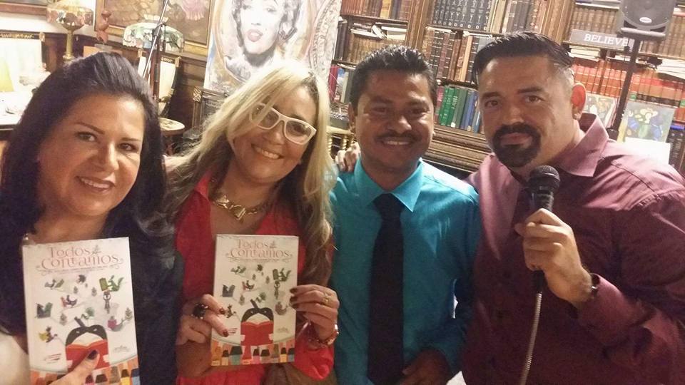 La maquillista Ana Mercedes Medina, Marisol Casola, Francisco Gómez y José Guerrero.