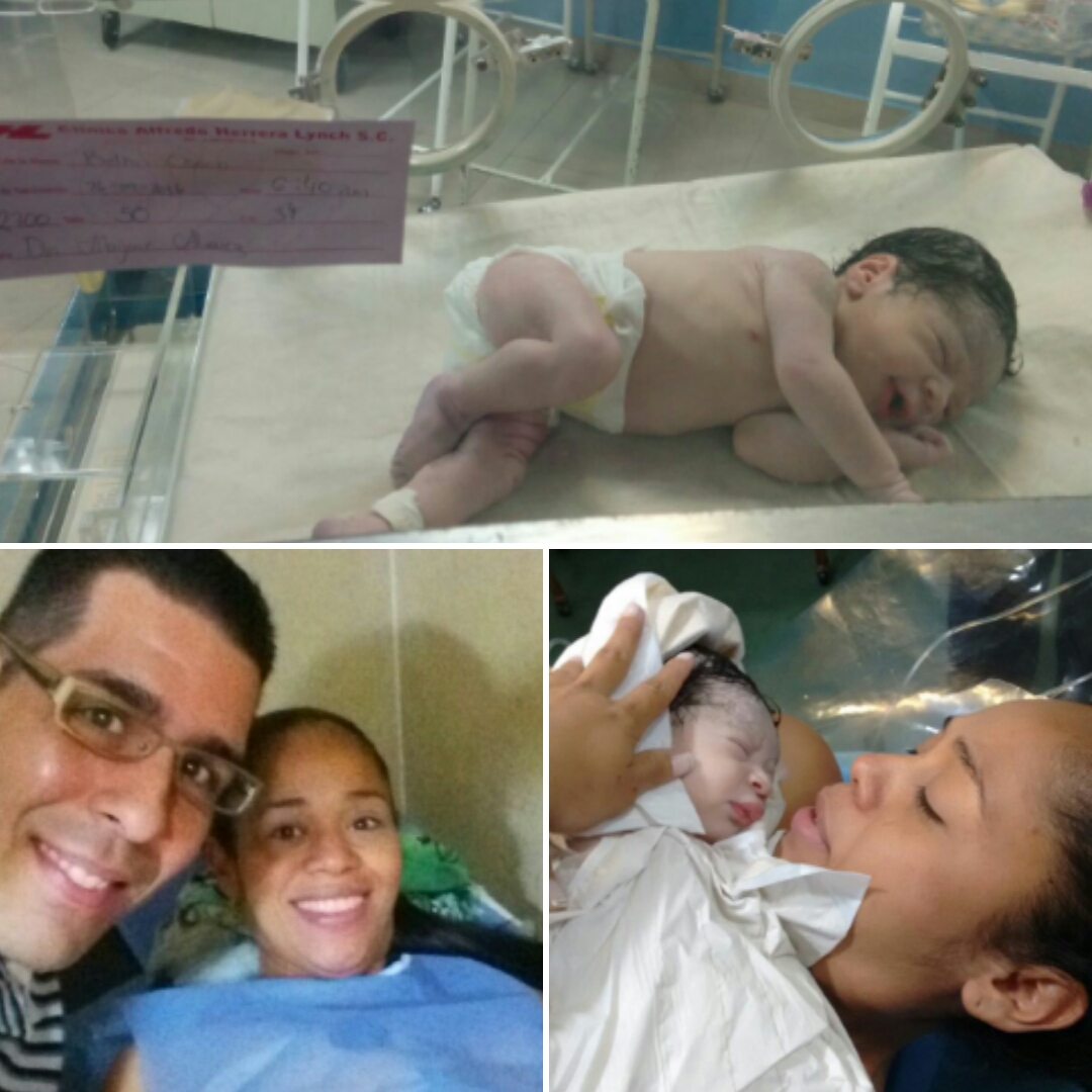 Belkis disfrutando del nacimiento de su hija Flavia.